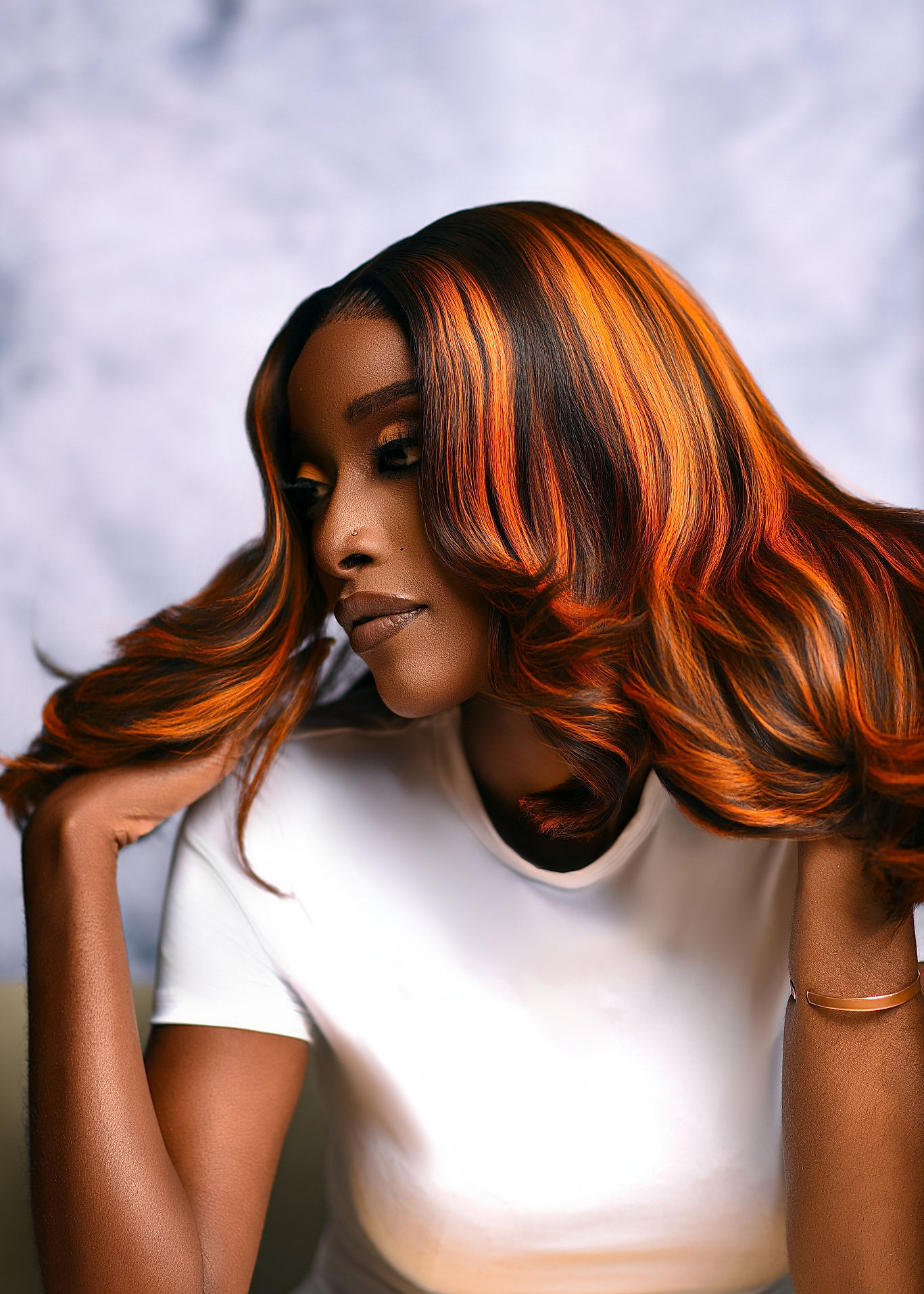 Highlight Color 100% Human Hair Texture Wig