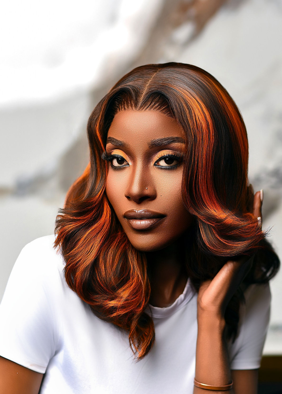 Highlight Color 100% Human Hair Texture Wig